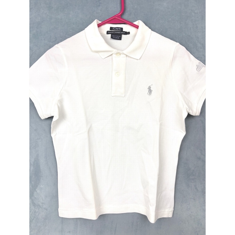 Ralph Lauren Golf Kids White Slim Fit Polo Shirt Fisher Island Logo Large